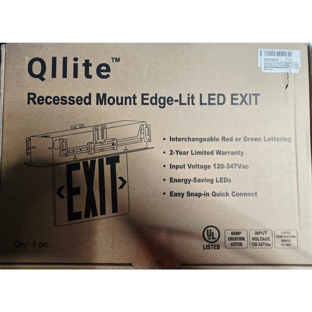 Qllite Recessed Mount Edge-Lit LED EXIT Sign Open Box UL Listed
